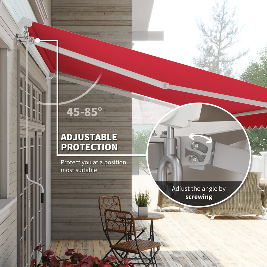 Outsunny 12' x 10' Manual Retractable Awning Outdoor Sunshade Shelter for Patio, Balcony, Yard, with Adjustable & Versatile Design, Beige and White