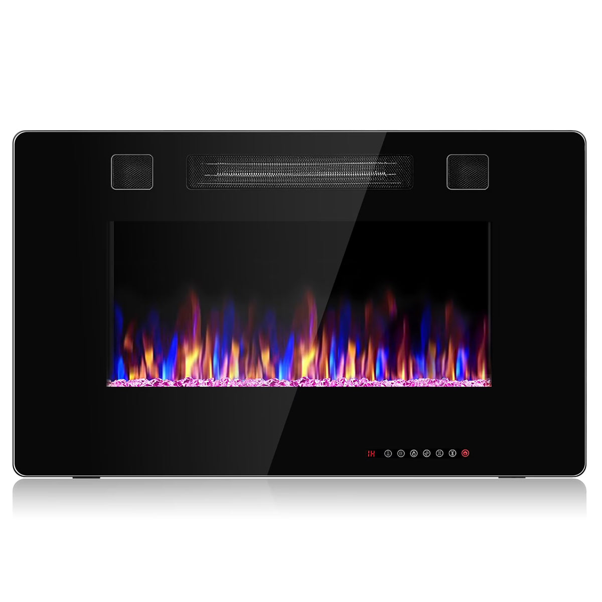 Costway 36'' Electric Fireplace Recessed Ultra Thin Wall-Mounted Heater w/Multicolor Flame