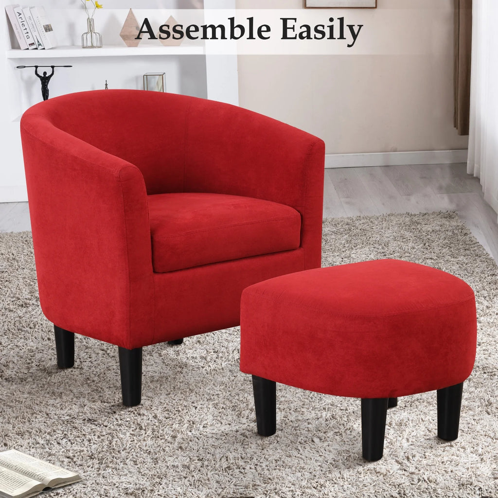 Bonzy Home Velvet Accent Chair with Ottoman for Living Room,Beige