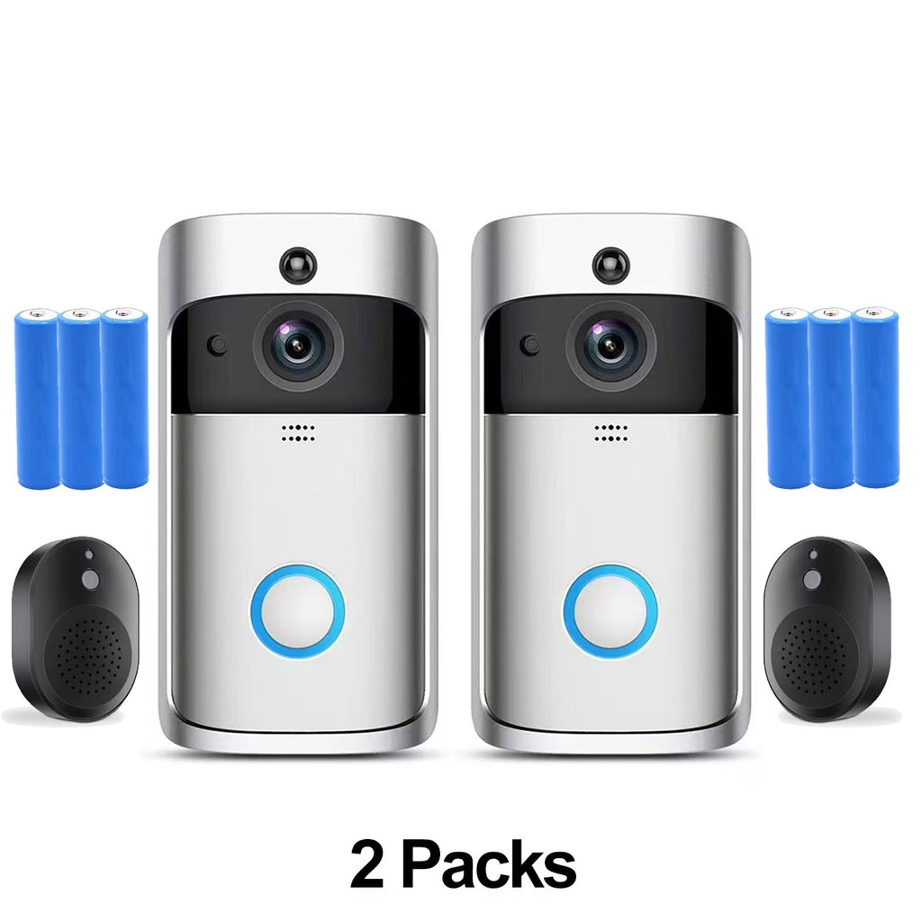 2PCS Ring & Video Doorbell with Camera Wireless WiFi Security Phone Bell 720PHD Video Doorbell Camera, Wireless Doorbell Camera with Chime
