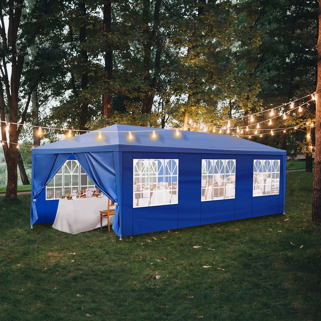 10'x30' Outdoor Party Tent with 8 Removable Sidewalls - Waterproof Canopy Patio Wedding Gazebo for Backyard Events, Blue