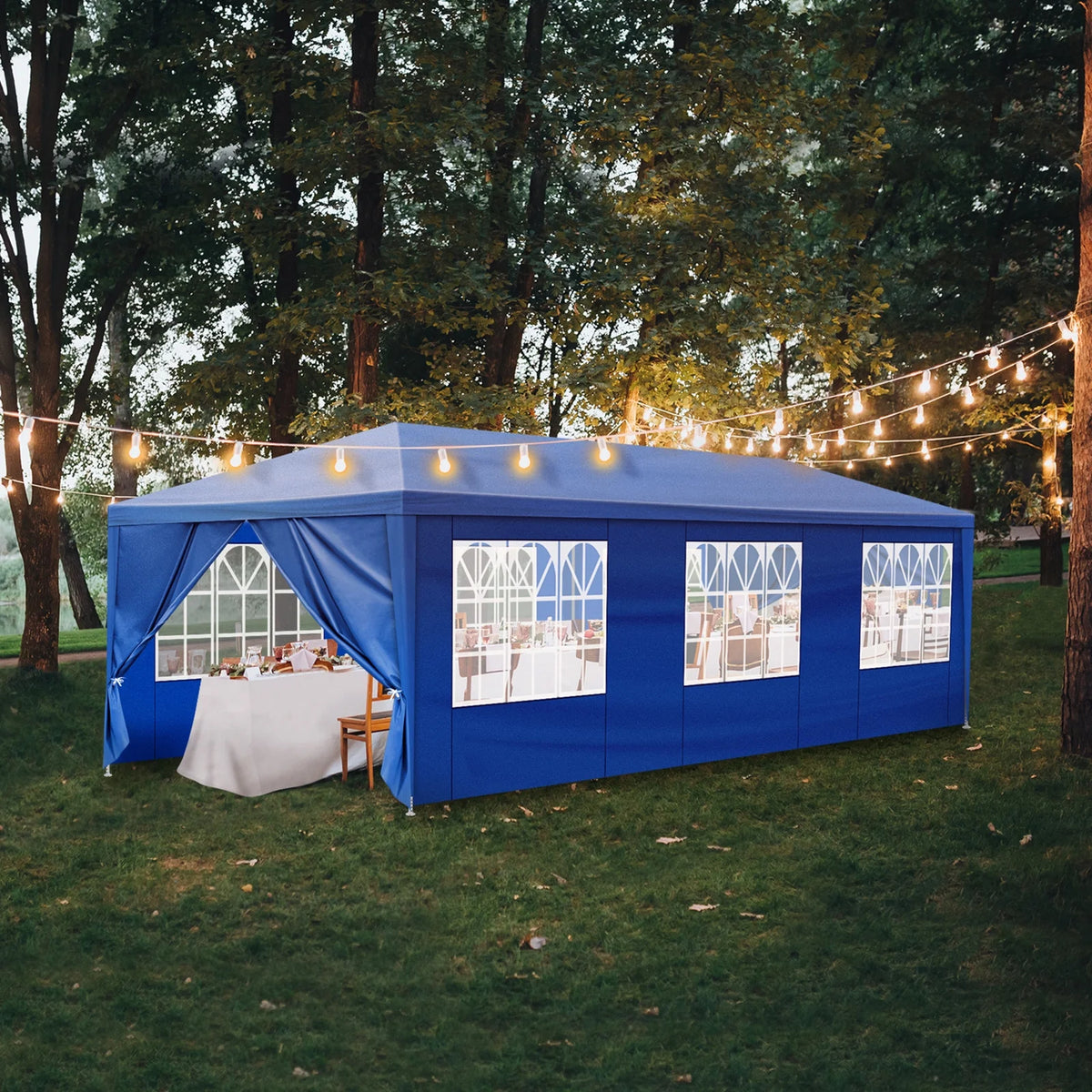 10'x30' Outdoor Party Tent with 8 Removable Sidewalls - Waterproof Canopy Patio Wedding Gazebo for Backyard Events, Blue