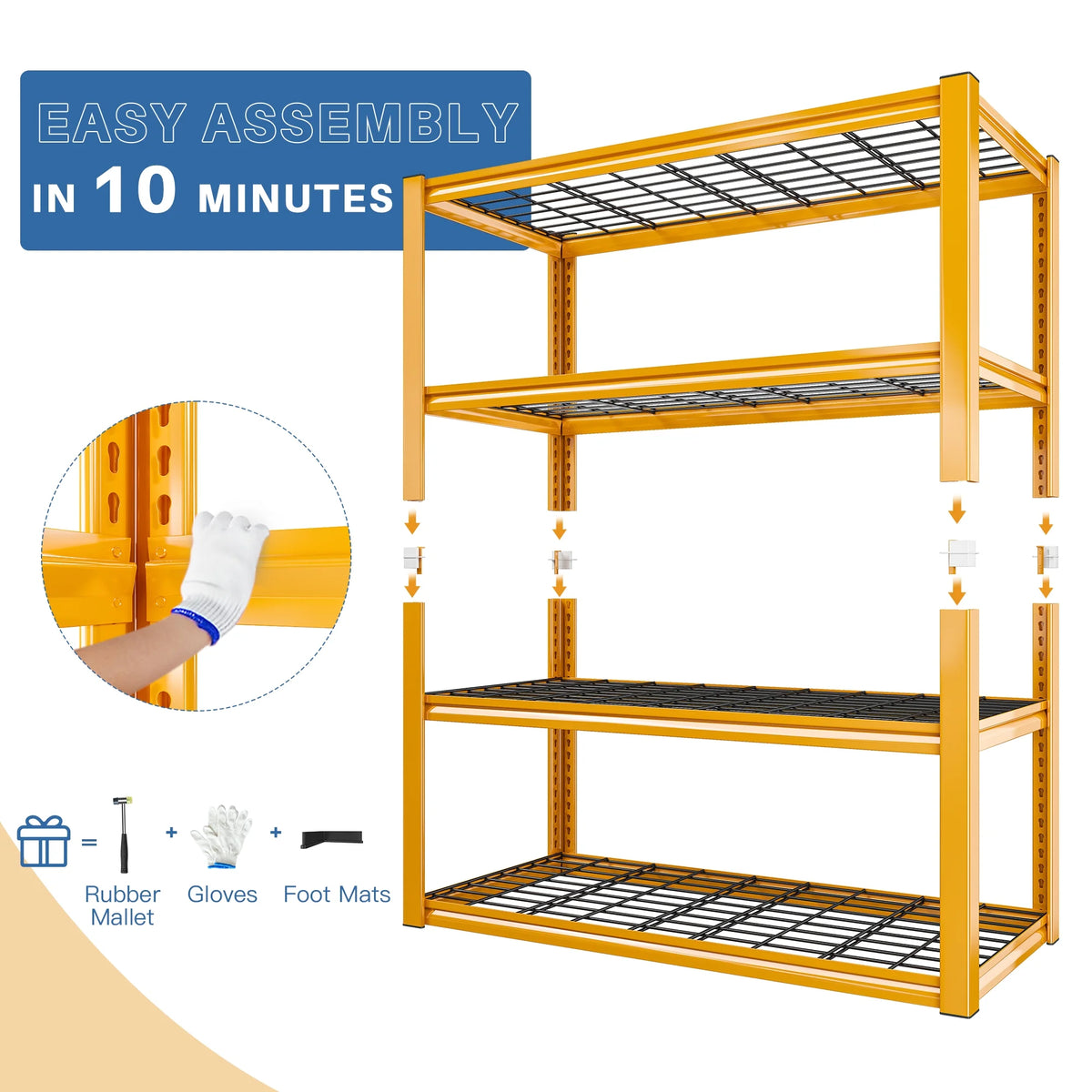 REIBII 2200LBS Garage Shelving Units Heavy Duty  Adjustable Metal Shelving 4 Tier Storage Shelves,39.4" W x 19.7" D x 59.9H