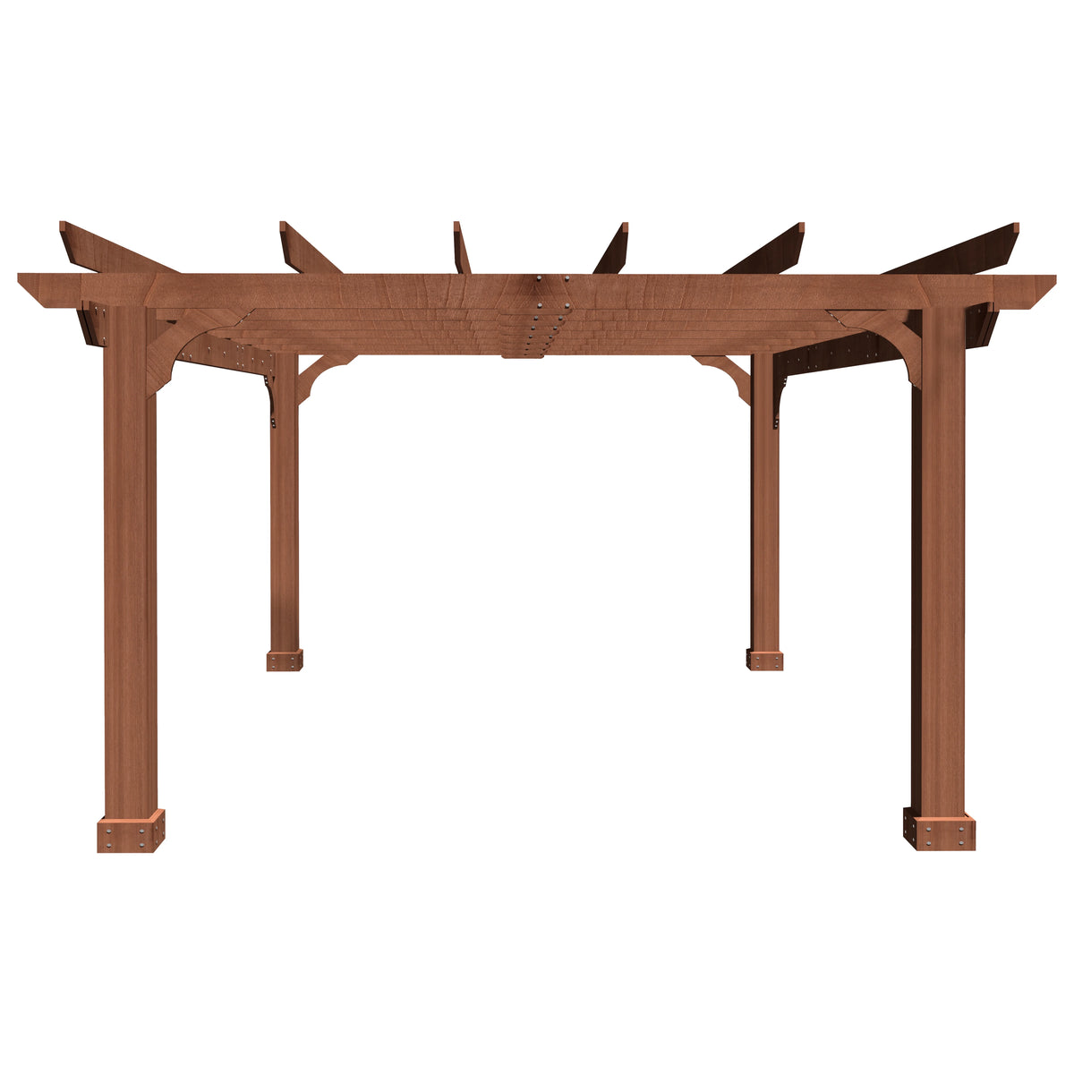 VEIKOUS 12'x10' Cedar Wood Pergola w/ Flat Roof and Ground Stakes for Outdoor Patio, Garden, Deck