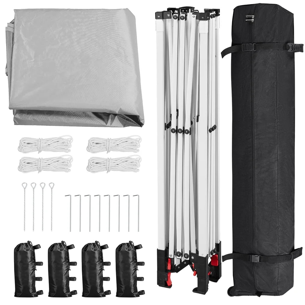 Topeakmart 8x8ft Pop Up Canopy Tent with Adjustable Height and Roller Bag, White