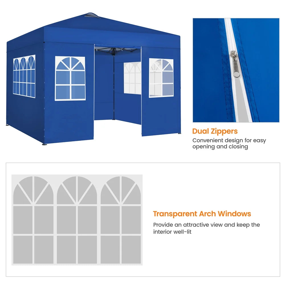 Renwick 10x10 Ft Instant Pop Up Canopy with 4 Side Walls and Roller Bag, White