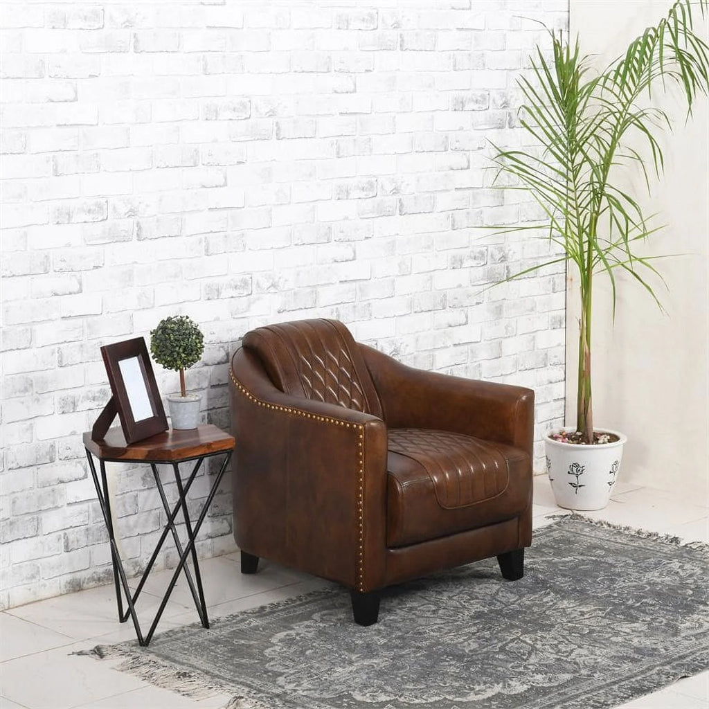 Alma Artte Tomcat Top Grain Leather Armchair in Marabou Dark Brown