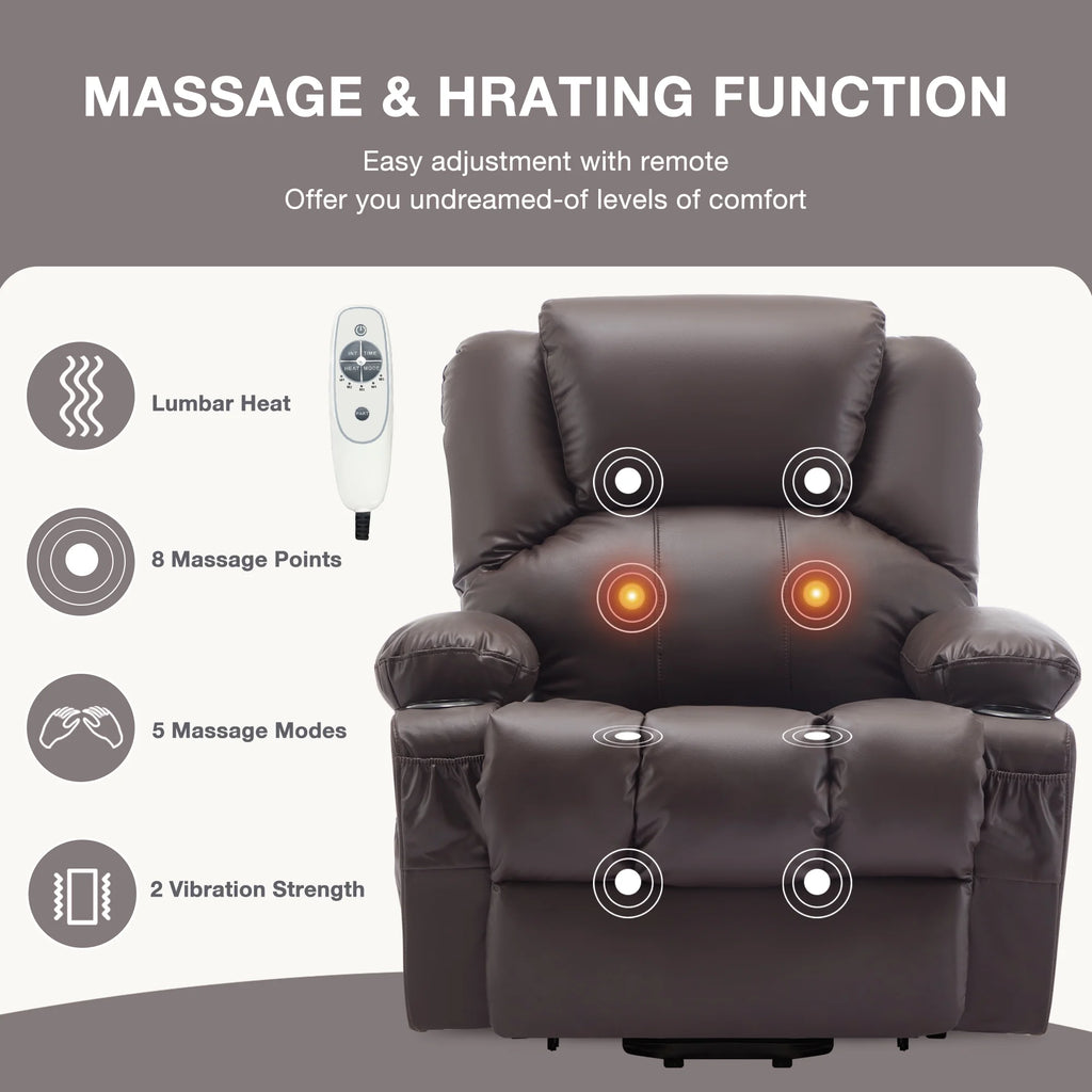 JONPONY Power Lift Recliner Chair Recliners for Elderly with Heat and Massage Recliner Chair for Living Room with Infinite Position and Side Pocket,USB Charge Port,Black
