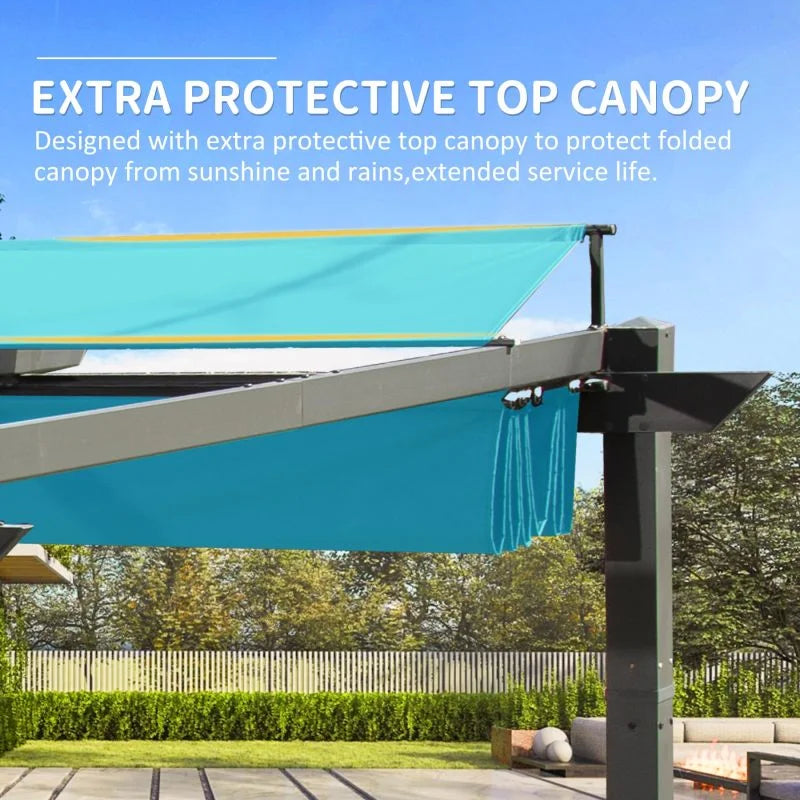 Aluminum Retractable Pergola with Sun Shade Patio Gazebo with Weather-Resistant Canopy for Backyard Deck Garden Grape Trellis Outdoor Pergola, Beige