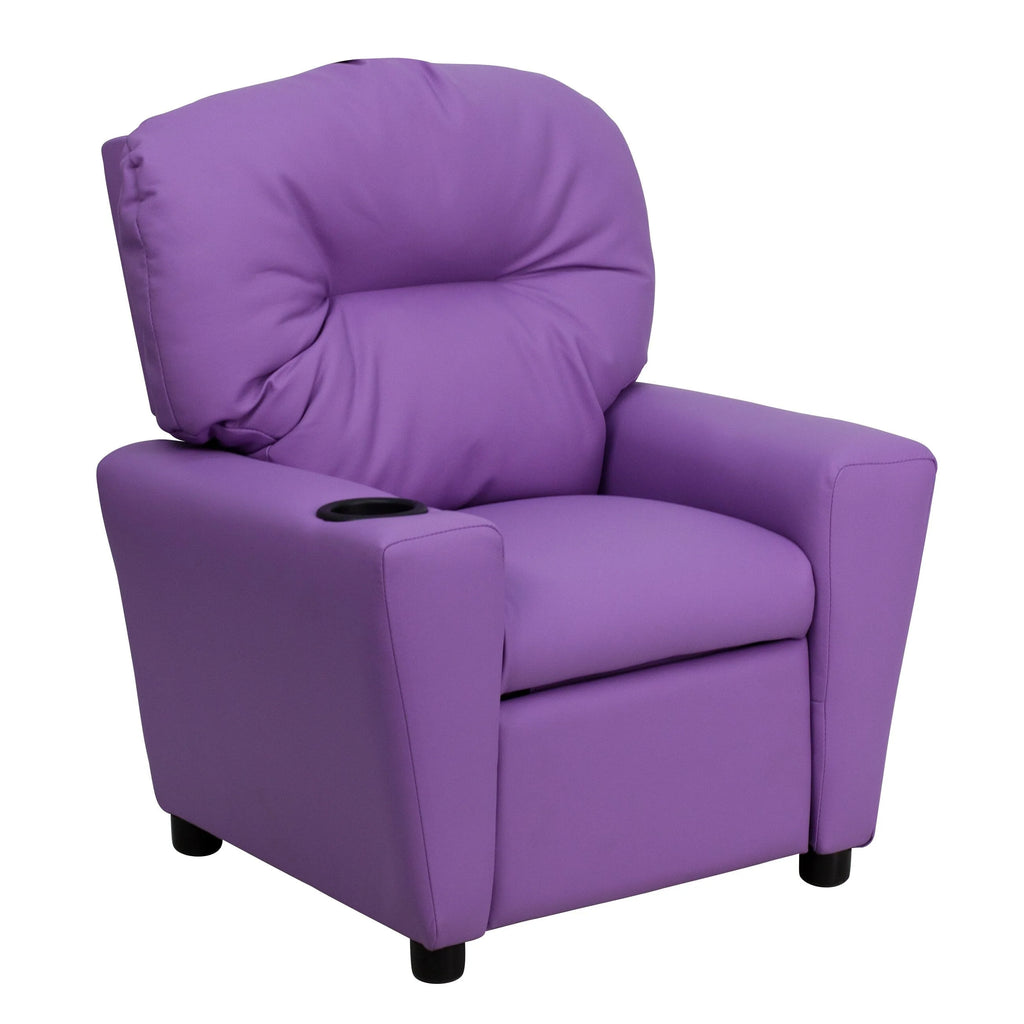 Lancaster Home Contemporary Kids Recliner with Cup Holder Brown Microfiber