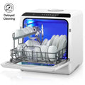 FOHERE Countertop Dishwasher with 6H Delay Cleaning, Portable Dishwasher w/5L Built-in Water Tank, 6 Programs, 360 Dual Spray, High-Temp