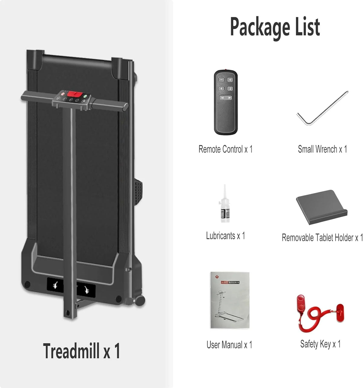 2 in 1 Walking Pad Treadmill, Foldable Treadmills with Handle Bar, 2.5HP Portable Folding Treadmill with Remote Control, Under Desk Treadmill for Home Office, 300lbs, Black