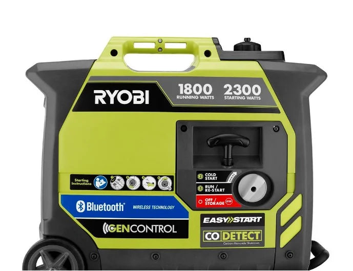 Ryobi 2,300-Watt Recoil Start Bluetooth Super Quiet Gasoline Powered Digital Inverter Generator with CO Shutdown Sensor