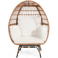 Skandiquip Oversized Rattan Adult Egg Chair, 360 Swivel, Outdoor Patio Chair with overstuffed Cushions, Indoor Large Wicker Egg Chair, Natural Rattan, Beige Cushion