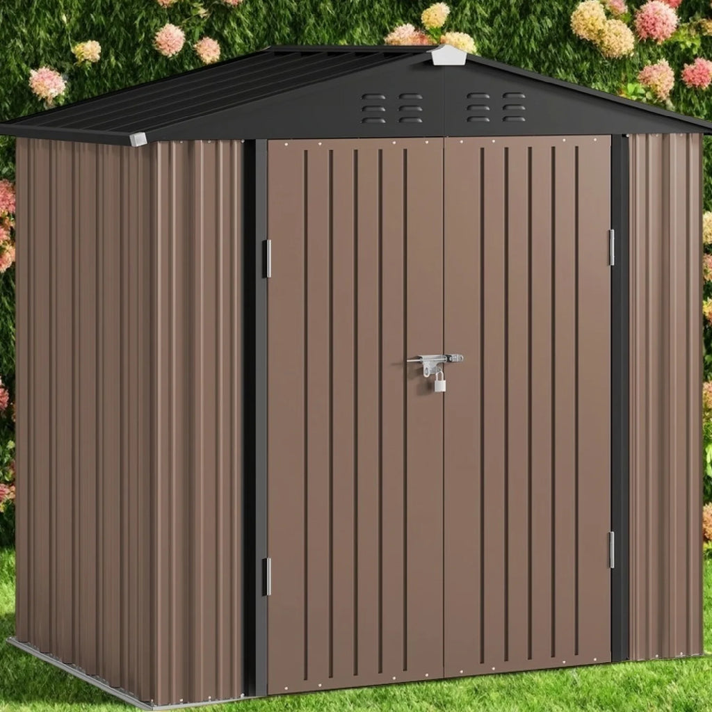 Lockable Lofka 6x4 ft Shed&Outdoor Storage Clearance  - All-Weather Resistant Garden Shed , Grey