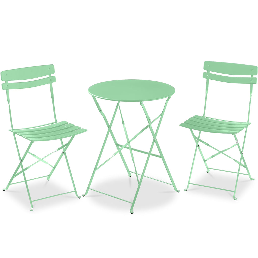 Best Choice Products 3-Piece Small Bistro Set, Folding Patio Furniture Set of 2 Chairs and Table - Black