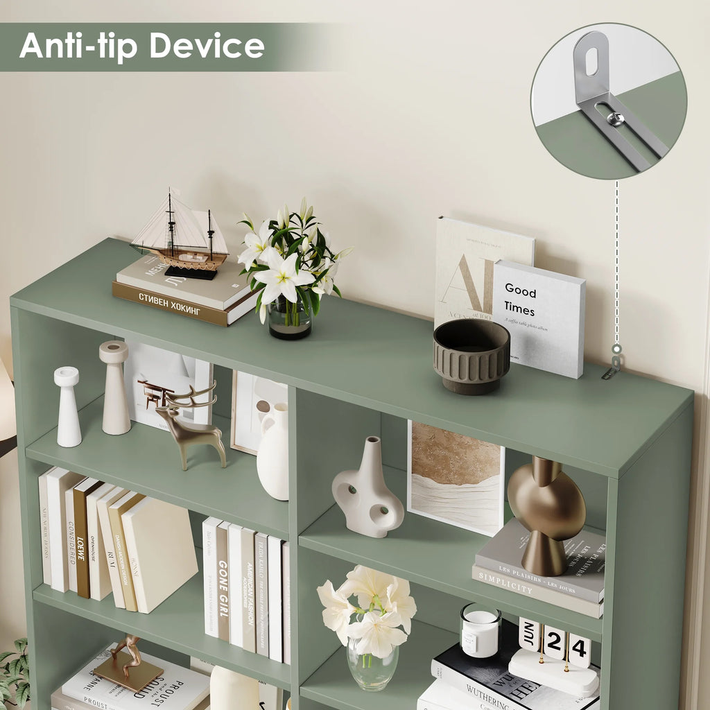 Homfa 73 Tall Bookcases with Doors, 8 Cubes 6-Tier Double Row Bookshelf, White Bookcase for Living Room Home Office