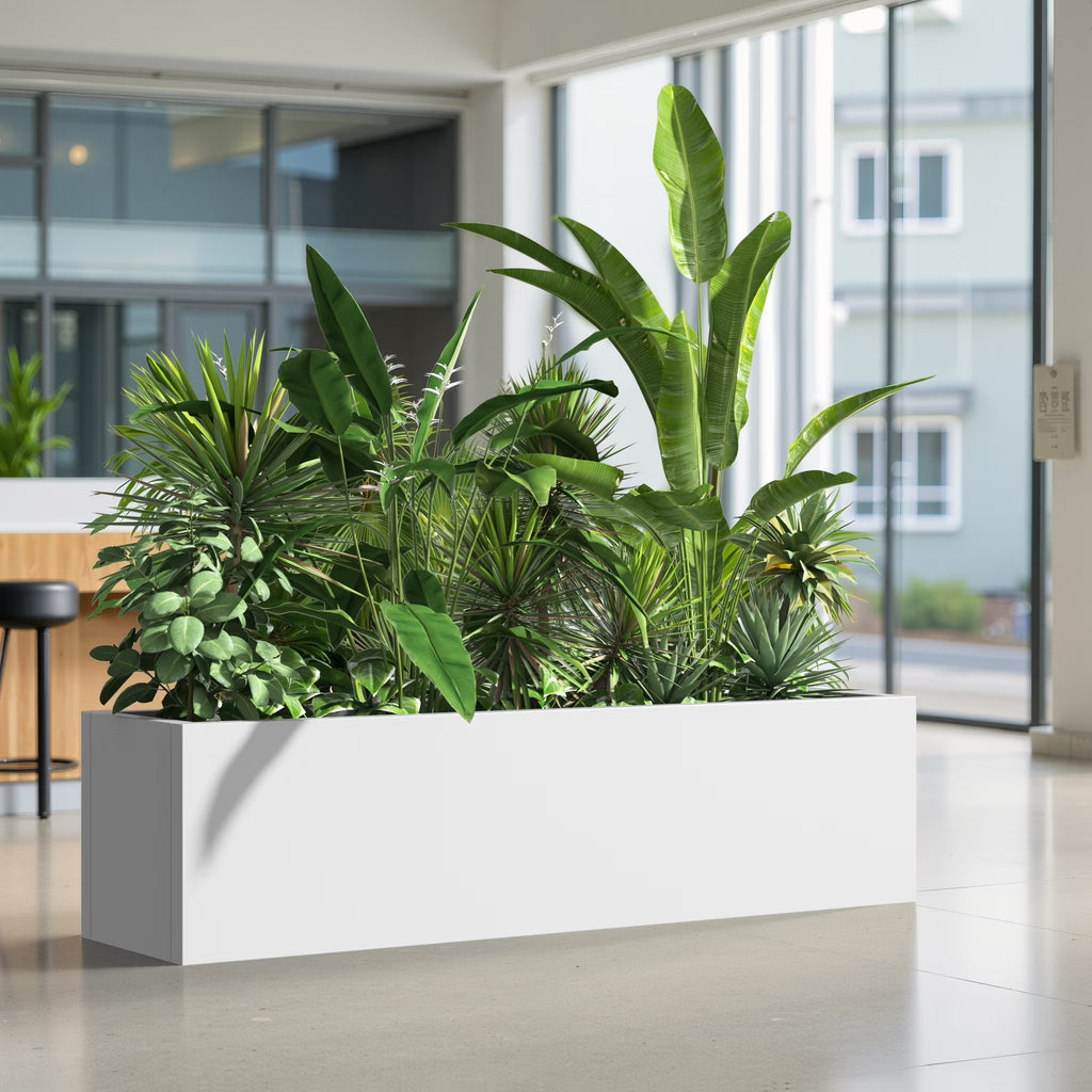 MAYEERTY 36*9*9" Gray Modern Large Rect Metal Planter Box with Drainage Hole for Outdoor Gardening & Balcony