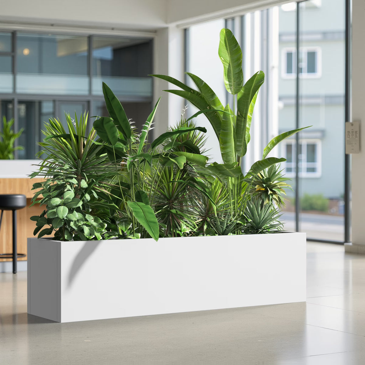 MAYEERTY 36*9*9" Gray Modern Large Rect Metal Planter Box with Drainage Hole for Outdoor Gardening & Balcony