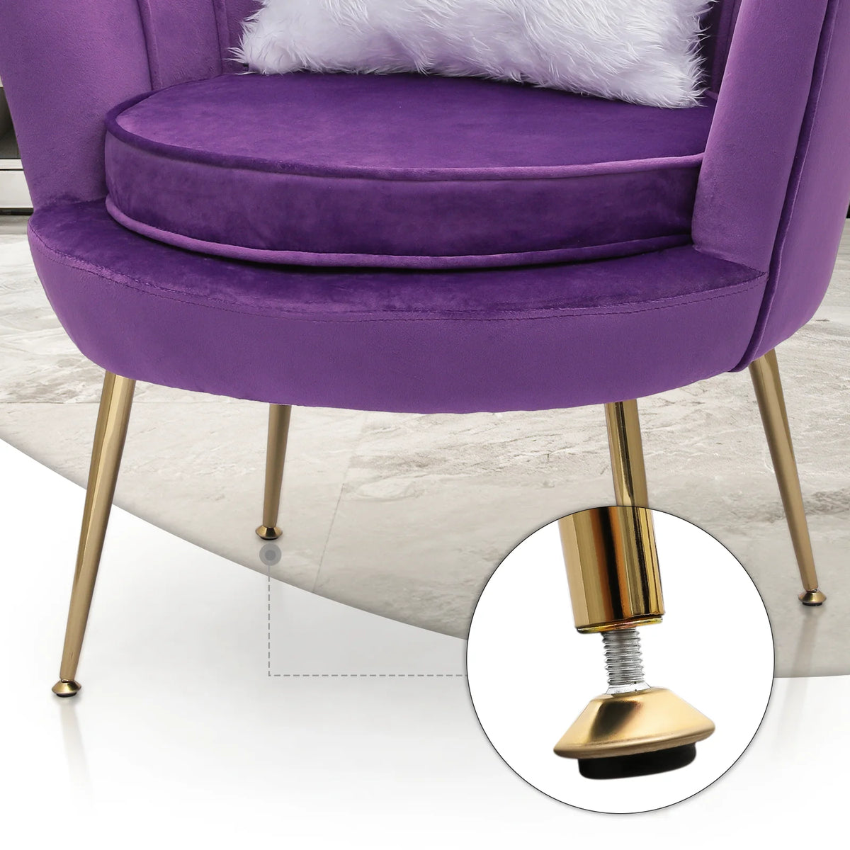 MoNiBloom Set of 2 Velvet Tufted Accent Chair with Pillow and Stool, Upholstered Modern Single Sofa Side Chair with Padded Seat and Golden Metal Legs, Living Room Armchair, Black