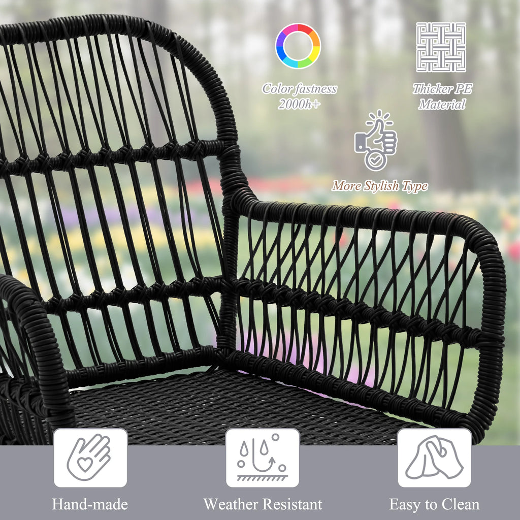 Bezseller 3-Piece Outdoor Wicker Furniture Set, Patio Conversation Set, Gray