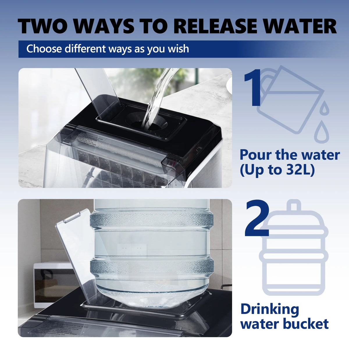 Simzlife Crescent Ice Makers Countertop, 35.9Lbs/24H, 16Pcs in 12Mins, Auto Deep Cleaning, Timer, Portable Crescent Ice Maker Countertop with Crystal-Clear Ice Cubes for Home/Office/Party