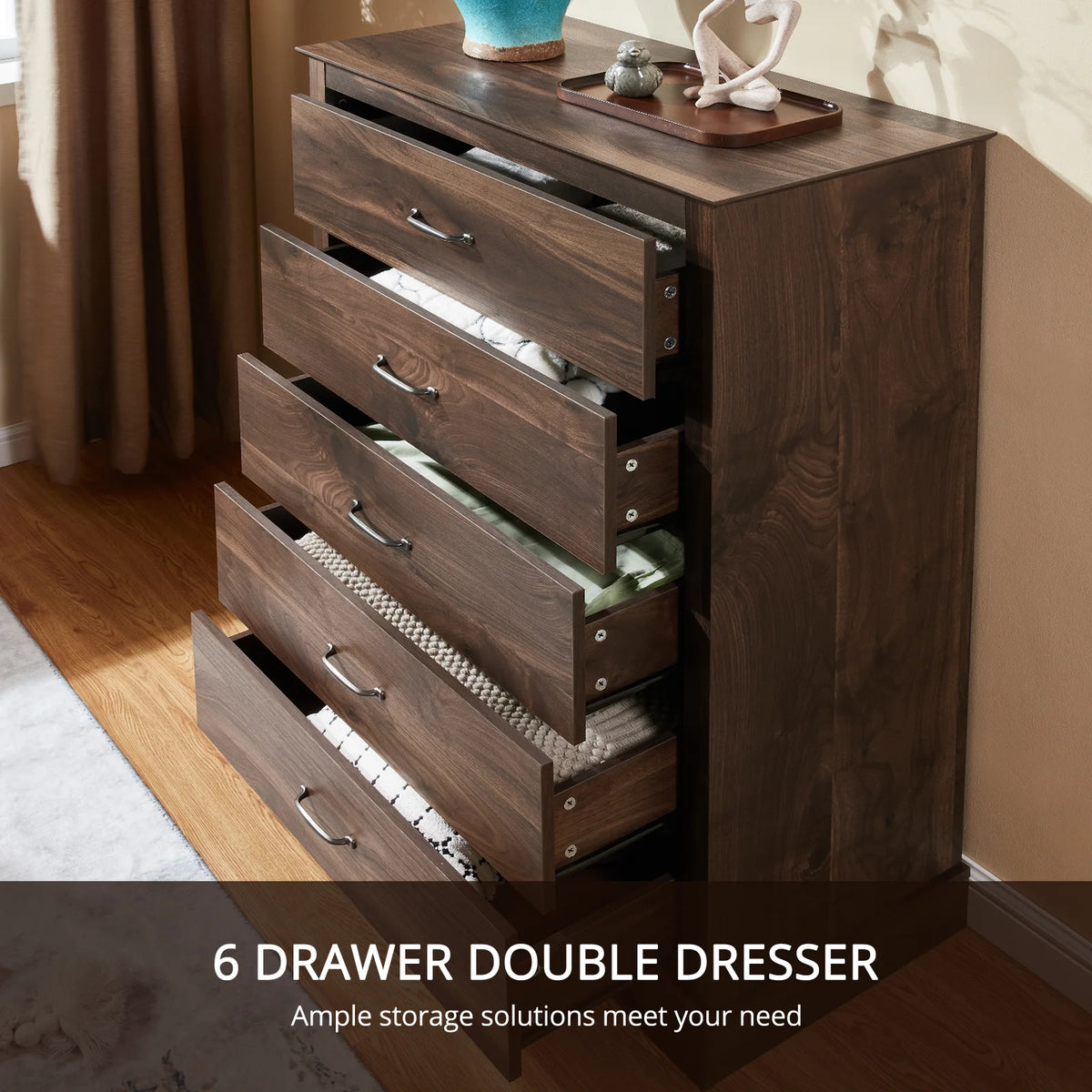 CHITOOMA 5 Drawer Dressers for Bedroom, Adult Tall Wooden Chest of Drawers, Storage Cabine for Living Room Entryway, Gray
