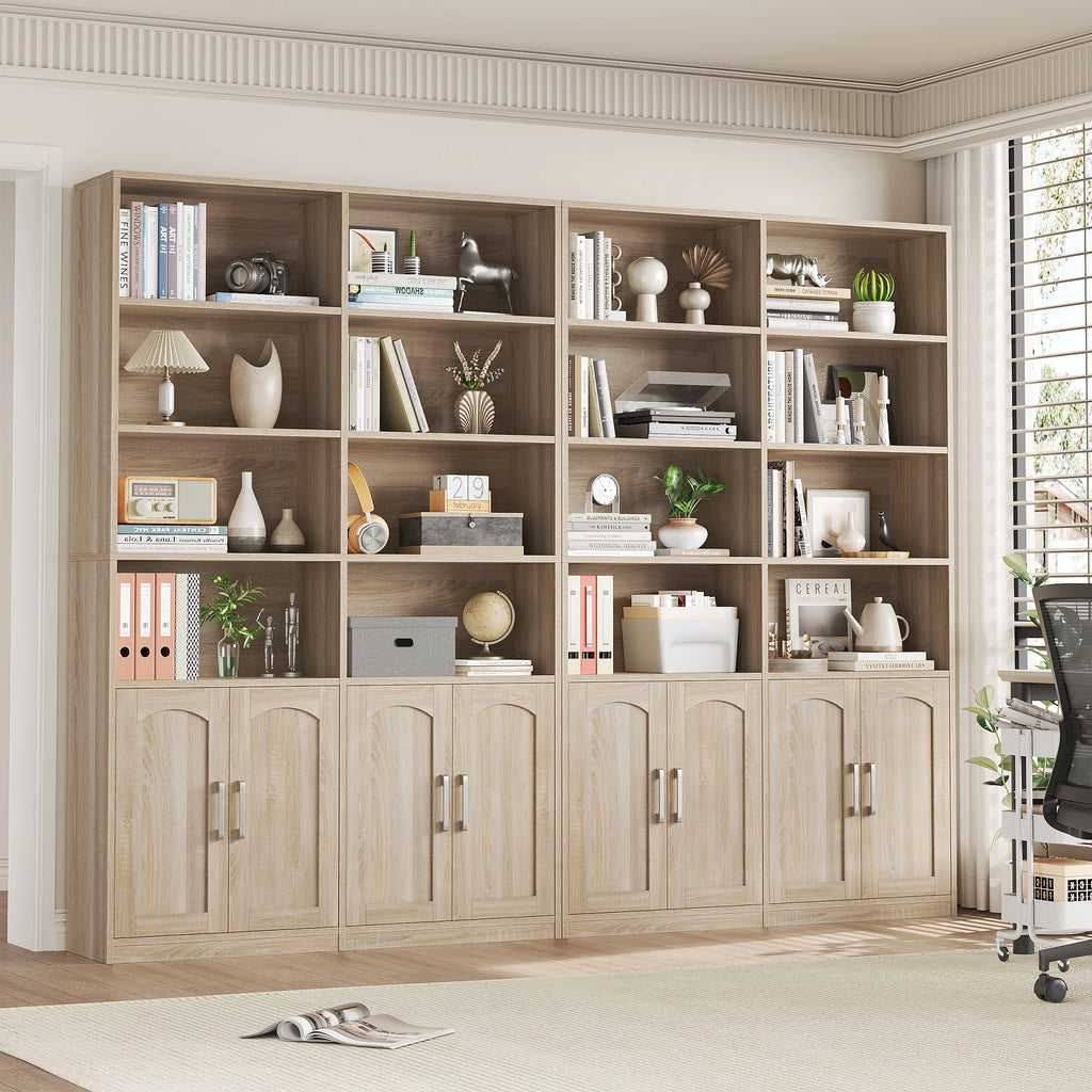 Homfa 73 Tall Bookcases with Doors, 8 Cubes 6-Tier Double Row Bookshelf, White Bookcase for Living Room Home Office