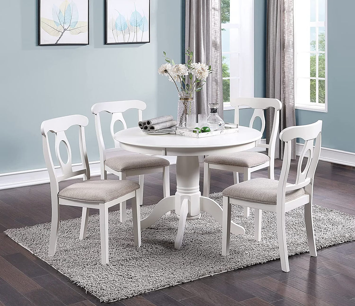 Sumdeal 5-Piece Farmhouse Dining Table Set, Wood Round Extendable Dining Table and 4 Upholstered Dining Chairs (Espresso-1Table 4 Chairs)