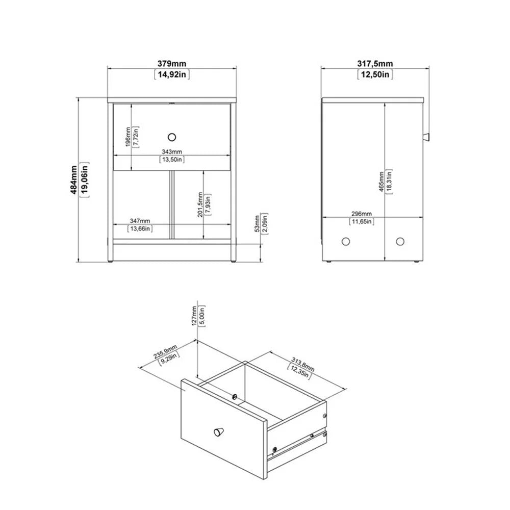 Pemberly Row 4 Pieces Set of Modern Wood Bedroom Furniture in White Finish