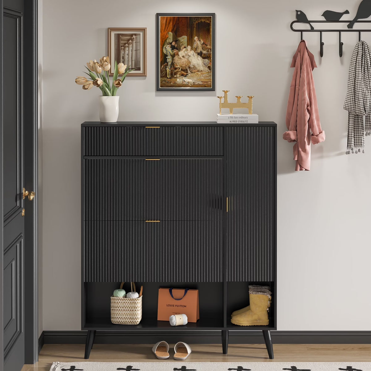 Shoe Cabinet with Drawers, slim storage cabinets, entryway shoe storage cabinets