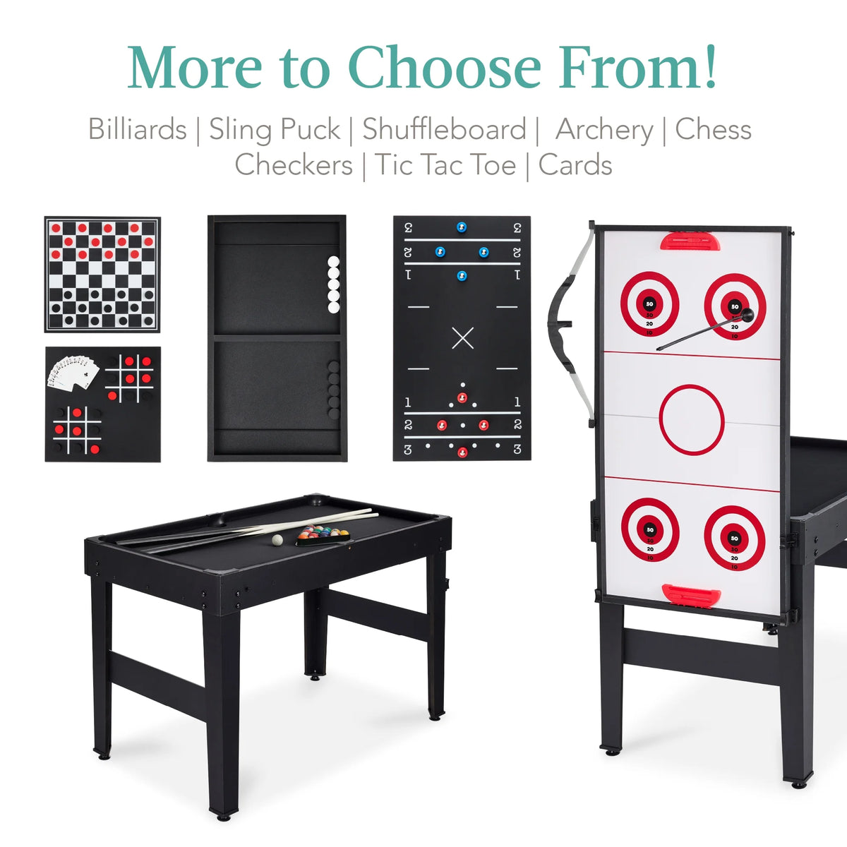 Best Choice Products 13-in-1 Combo Game Table Set w/ Ping Pong, Foosball, Basketball, Hockey, Archery - Natural