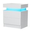 Hommpa 2 Drawer Modern Nightstand with RGB LED Light High Gloss Bedside Tables for Bedroom White