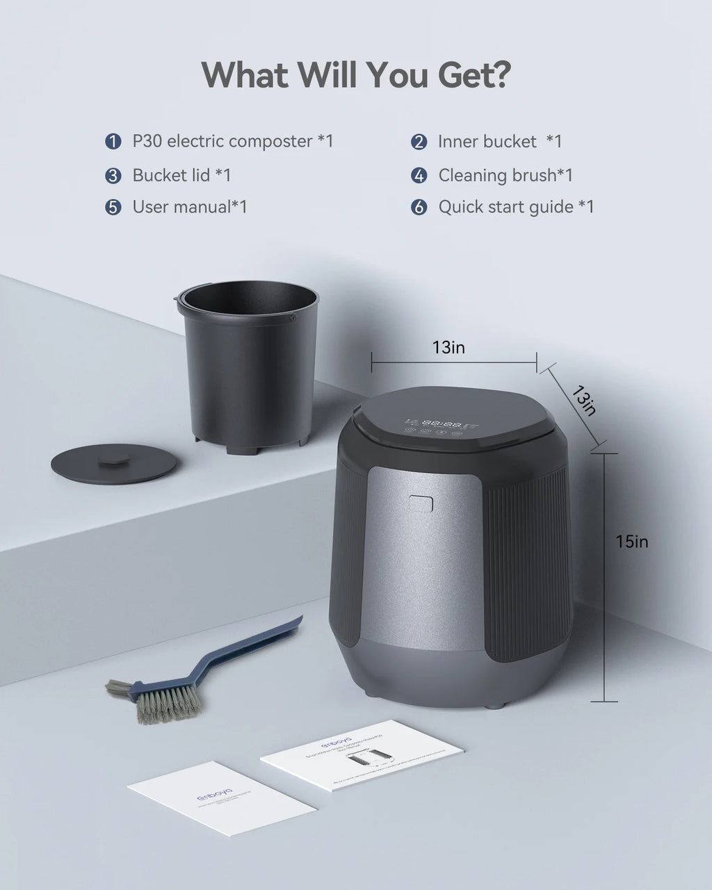Enboya Smart Electric Composter, 4.2L Odorless Quiet Indoor Compost Bin for Food Waste Recycling