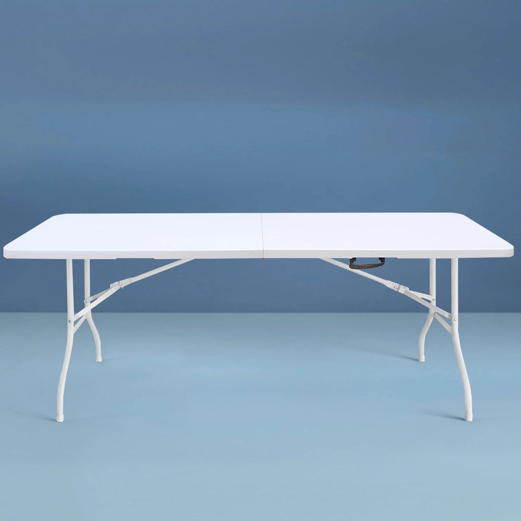 8 Foot Folding Table,Outdoor Folding Table,Bi-Fold,Outdoor Table for Picnic Party Dining Camp,White