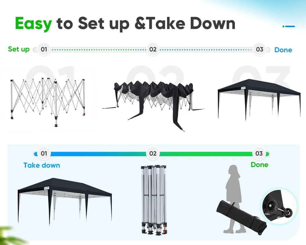 Quictent 10x20ft Easy Pop up Canopy Tent Instant Outdoor Canopy Shelter Folding Party Tent, White