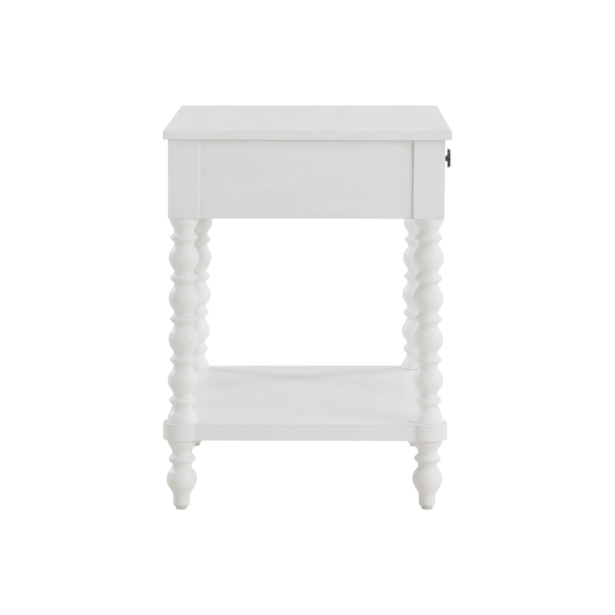 Pioneer Woman Harper Spindle Nightstand with USB Charging Ports, Adults and Teens, White Finish