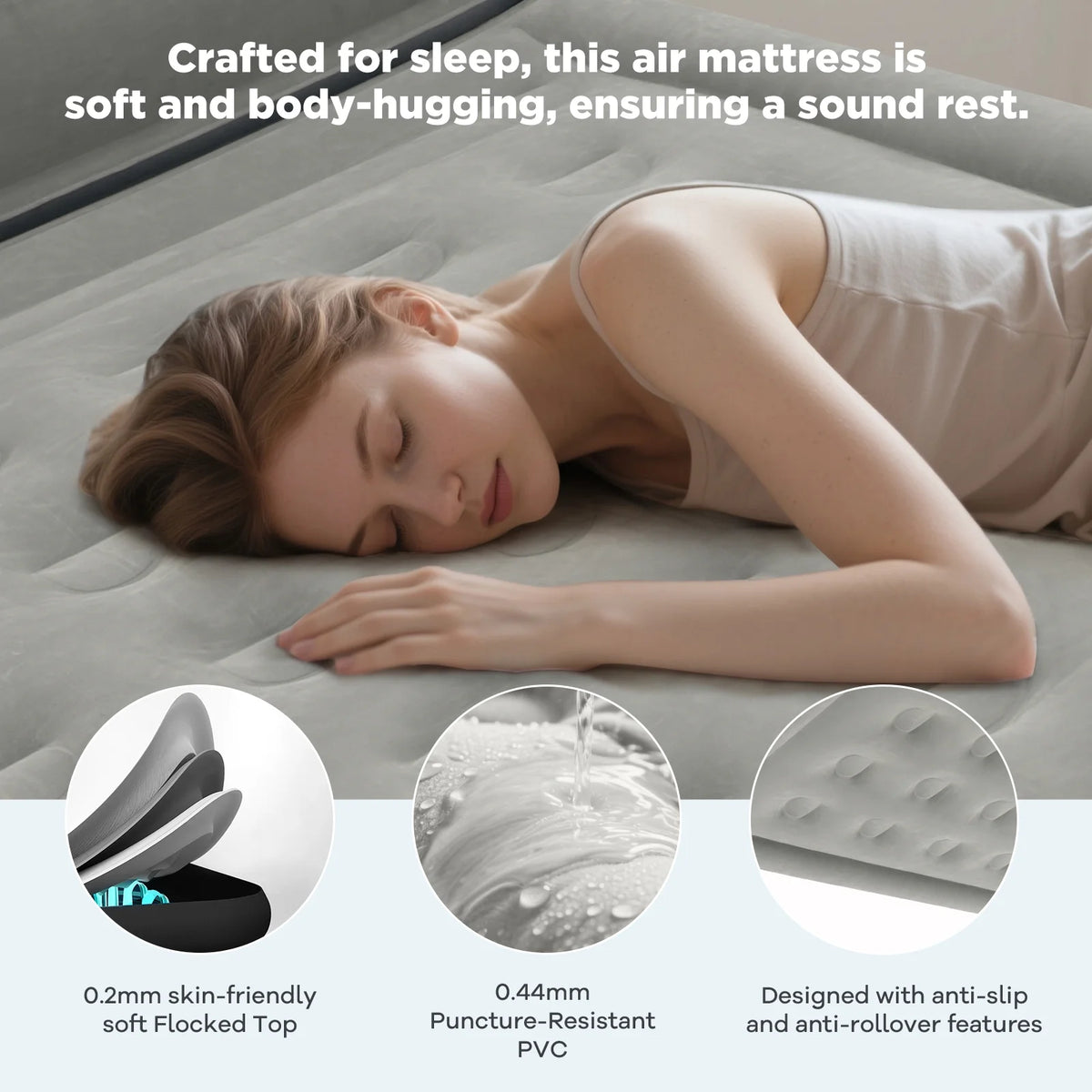 EGGORY King Size Air Mattress with Built-in Pump Inflatable Air Beds, Puncture-Resistant for Camping & Trip & Home