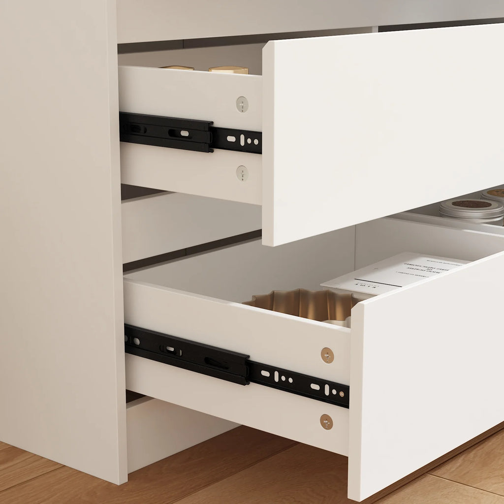 KULAGAGA 9 Drawer Dresser Chest of Drawers, 63 Wide Dressers, Modern Wood Drawer Chest Storage Organizer, No Handle Design for Bedroom Living Room Hallway, White