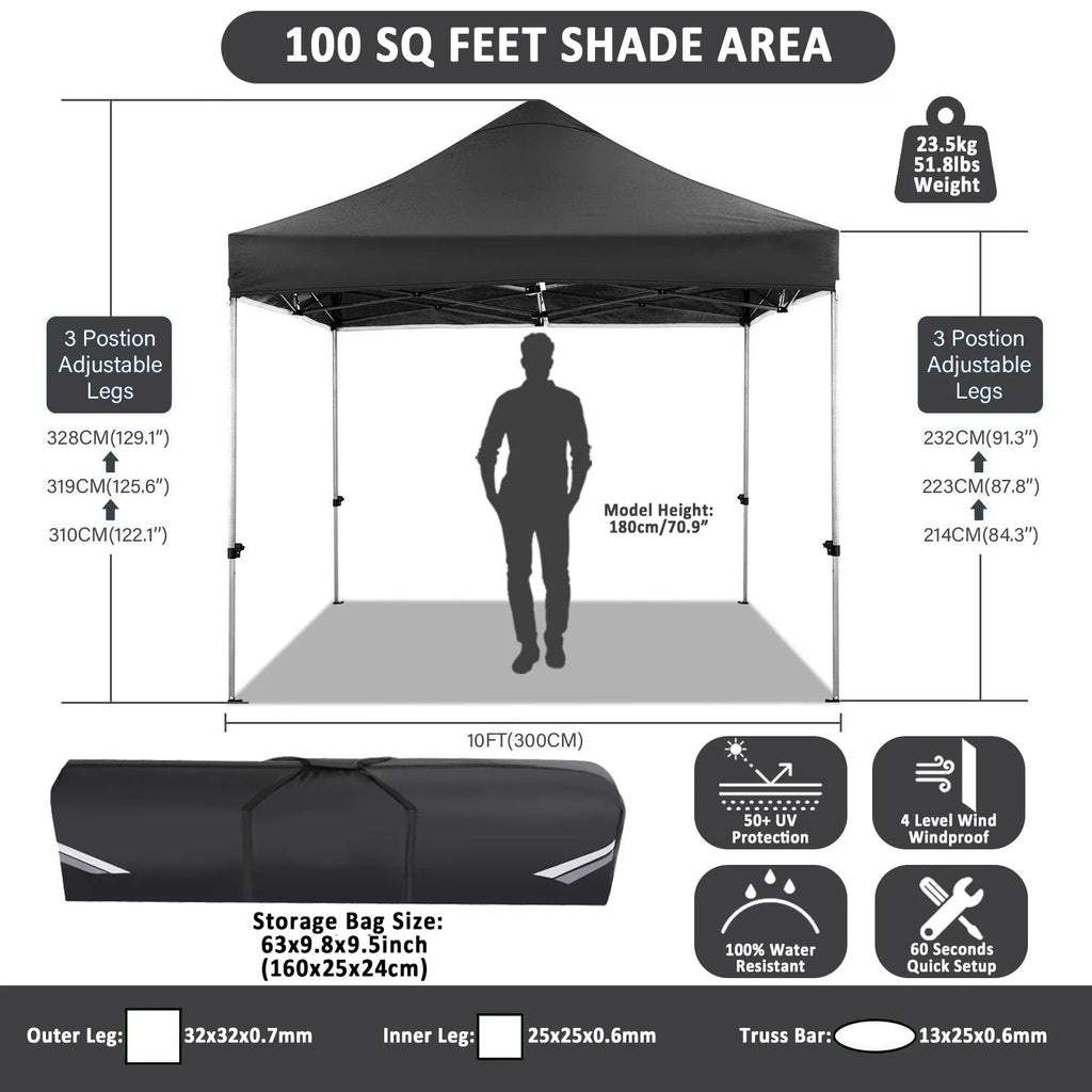 SANOPY 10 x 10 FT Pop Up Canopy Tent 10x10 Easy up Canopy, Heavy Duty Outdoor Canopy UPF 50+ All Weather Waterproof Instant Party Tents for Parties Gazebo with Handbag