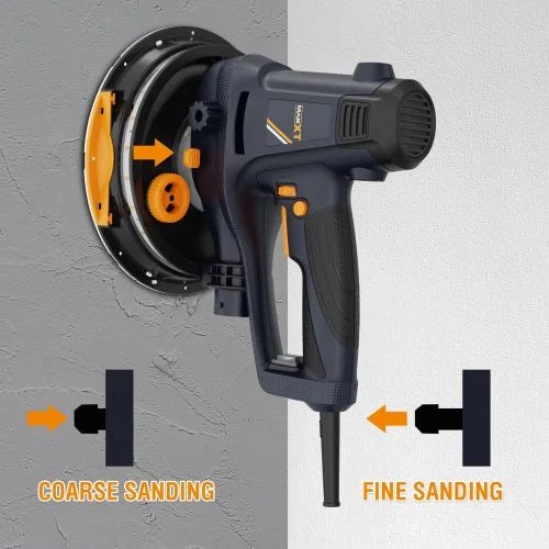 Drywall Sander with Vacuum Dust Collection, 6 Variable Speed Foldable Telescopic Electric Wall Sander, Popcorn Ceiling Removal Tool, 1900RPM Power Sander Tool, LED Light, 18Pcs Sanding Discs