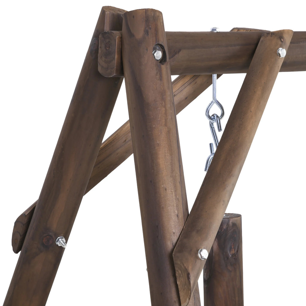 Outsunny Wooden Swing Bench, Garden Swing Chair, Brown