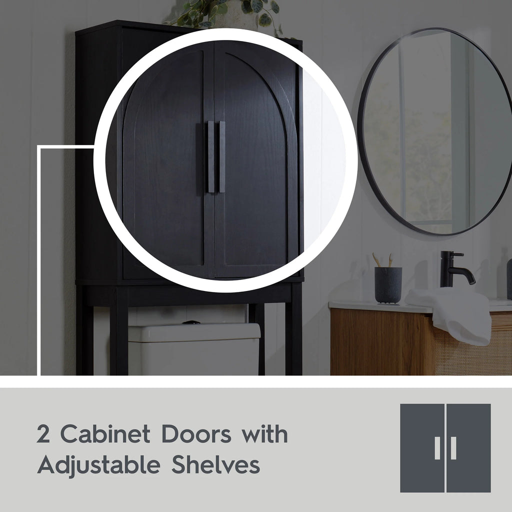 Better Homes & Gardens Juliet over-the-Toilet Space Saver Cabinet, 2 Adjustable Shelves, Black