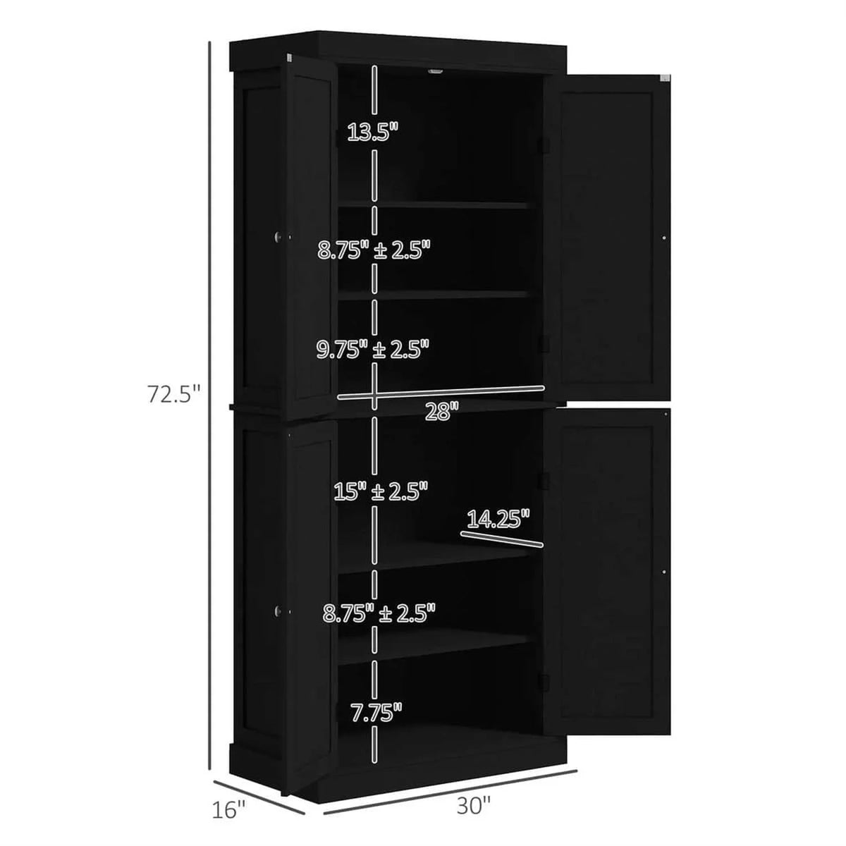 Demi Bonn 72" Large Kitchen Cabinet, Pantry Storage with Doors & Shelves, Freestanding Food Pantry Cabinet, Space-Saving Storage Solution, White