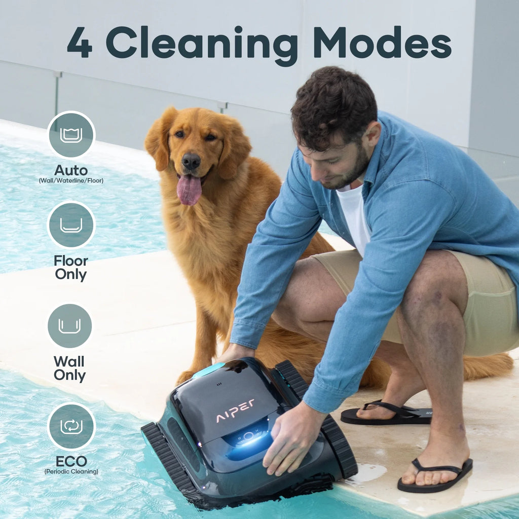 AIPER Scuba N1 Robotic Pool Vacuum Cleaner, Cordless, 2 Extra Brushes, For Inground Pools