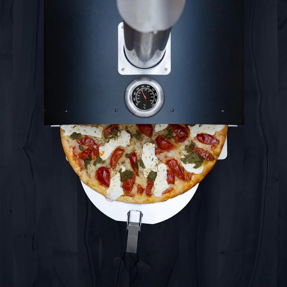 Deco Chef Outdoor Pizza Oven with 2-in-1 Pizza and Grill Oven Functionality, 13" Pizza Stone, 3-Layer Stainless Steel Construction, Pizza Peel, Dough Scraper, Scoop, Slotted Grill (Black) - (Open Box